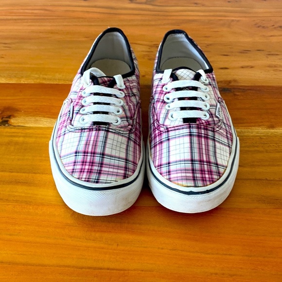 VANS Pink Plaid Sneakers | Women’s 8 | The Authentic Shoe | Canvas - Picture 3 of 8